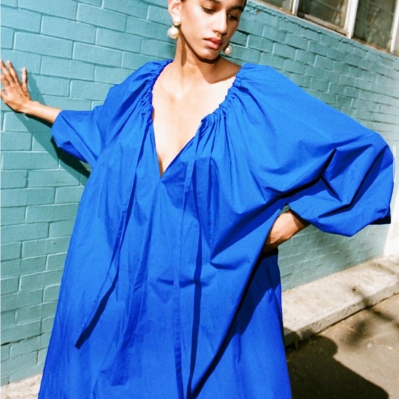 NWT Mara Hoffman Salma Blue Drawstring Dress - Picture 2 of 6